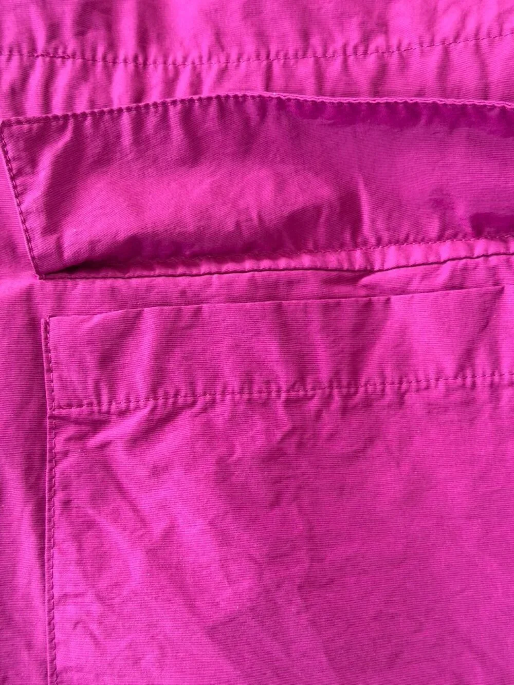Eileen Fisher Organic Cotton Nylon Parka Anorak Rain Hooded Jacket Fuchsia M